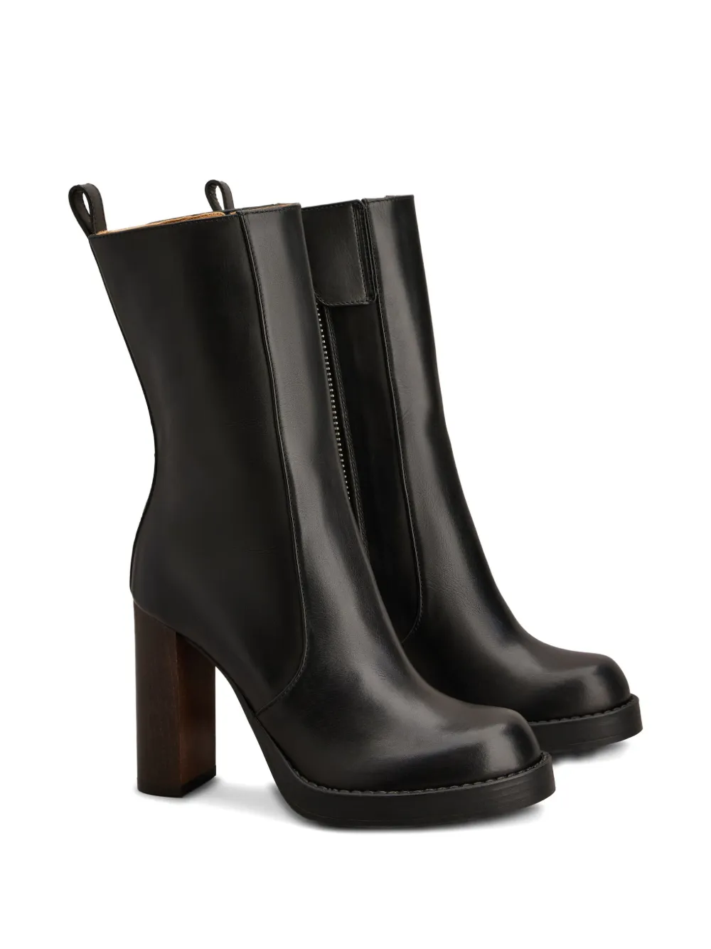 Tod's leather zip-fastening block-heel boots Black