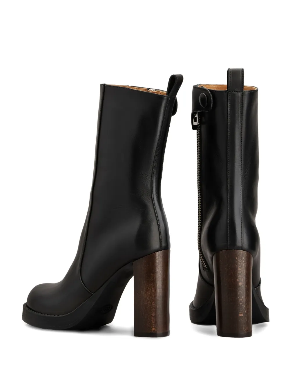 Tod's leather zip-fastening block-heel boots Black