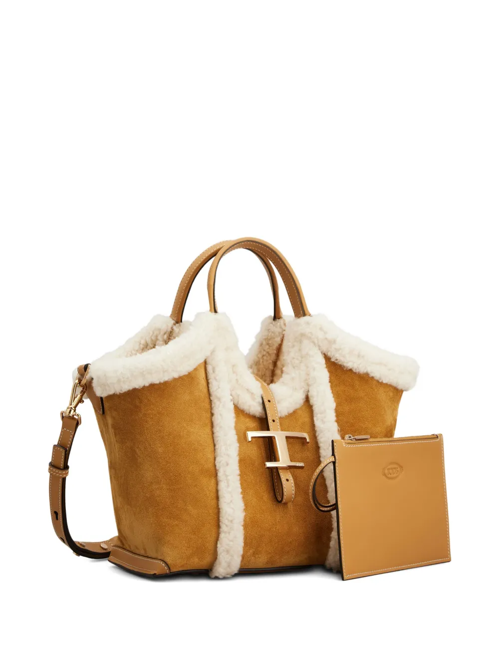 Tod's Suède tas met lammy afwerking - Bruin