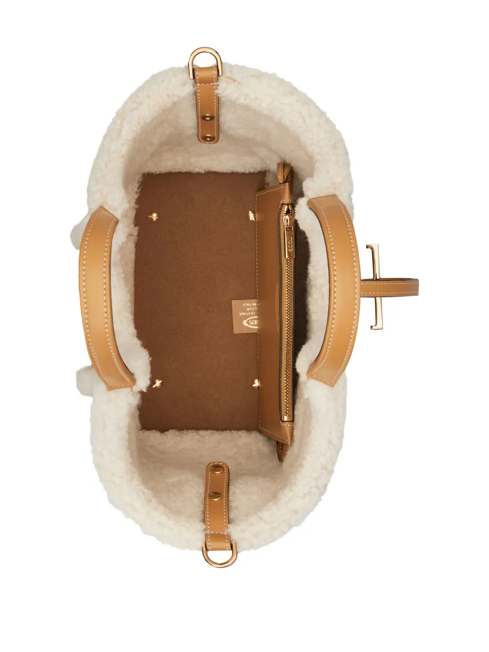 Tod's Shearling-trimmed Suede Bag In Brown