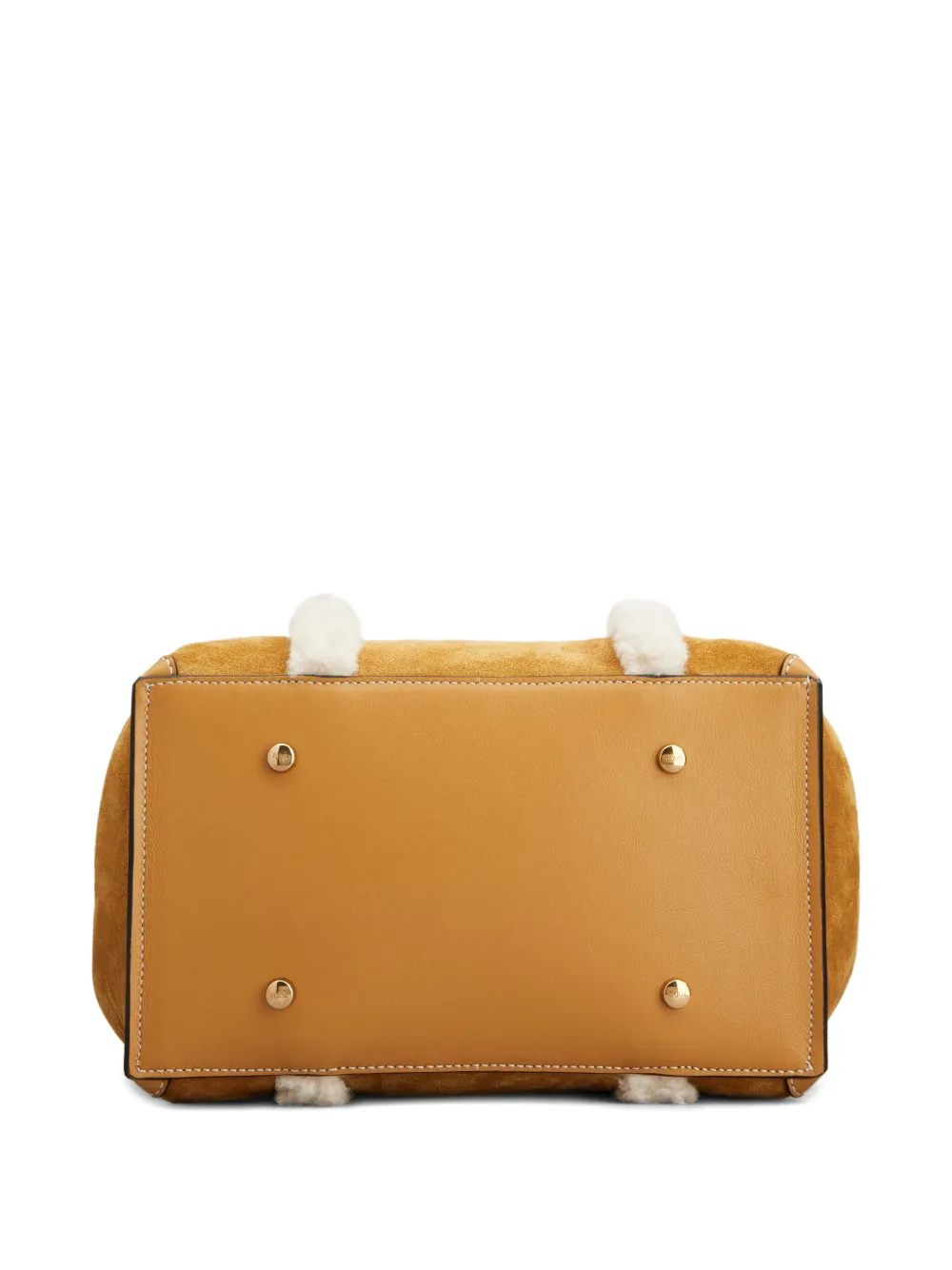 Tod's Shearling-trimmed Suede Bag In Brown