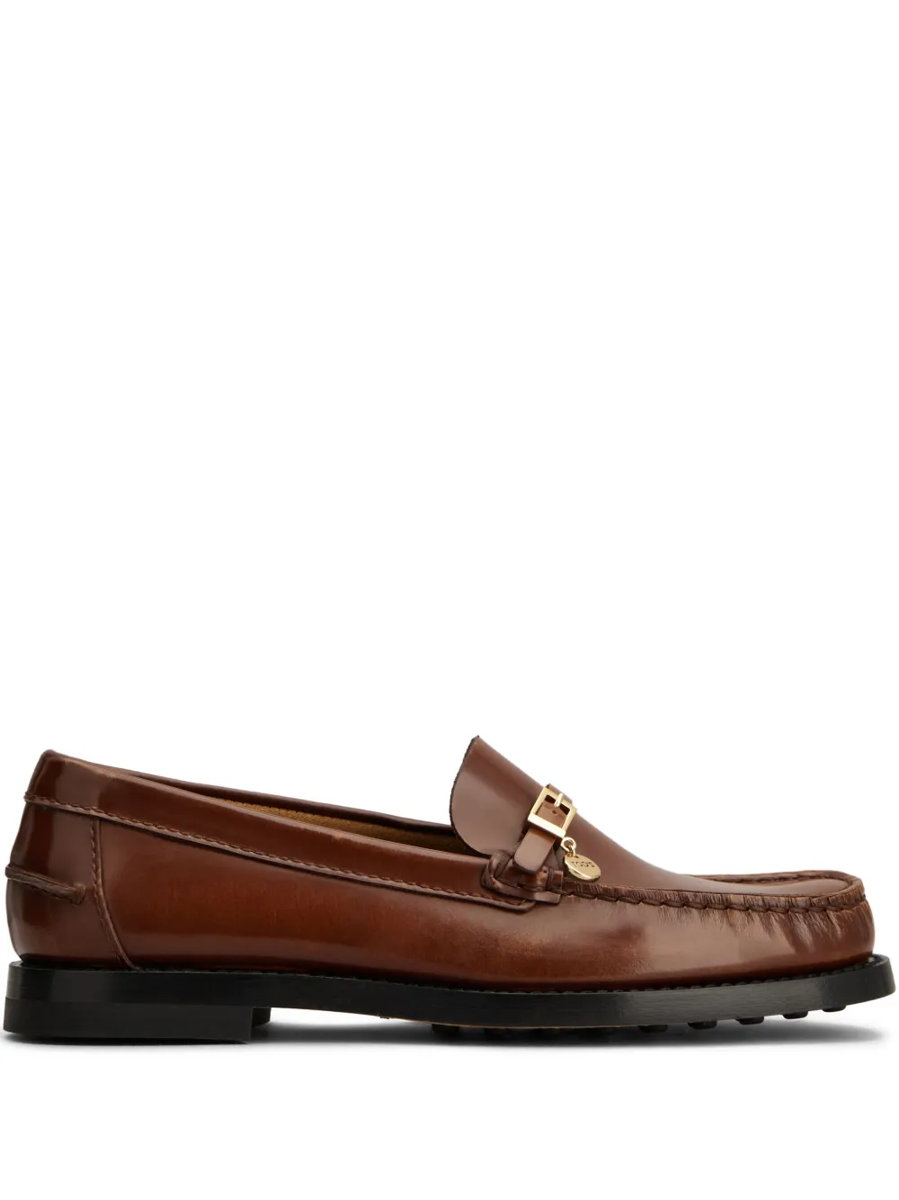 Tod's logo-charm loafers Brown