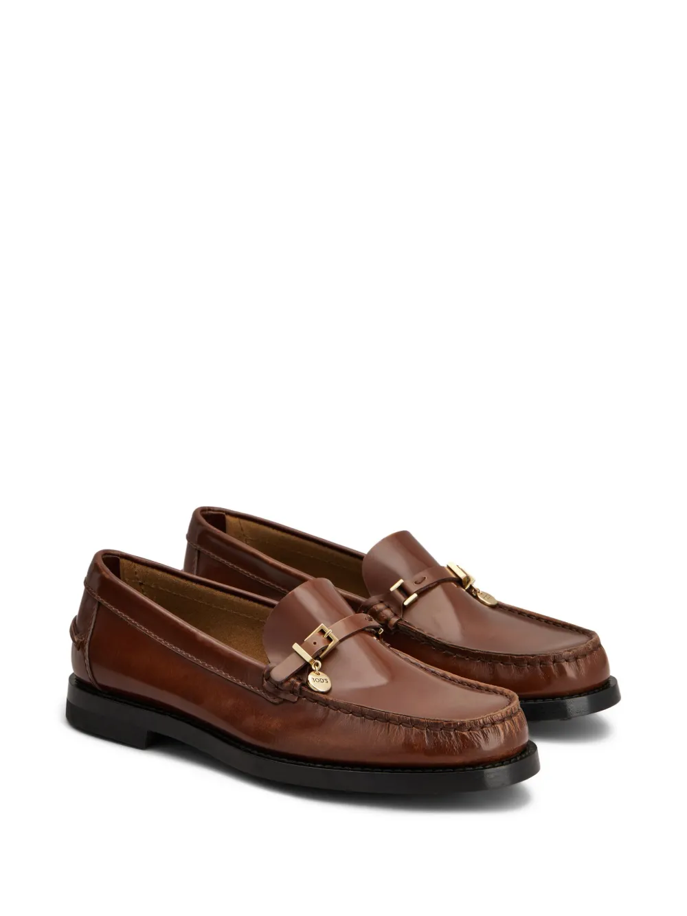 Tod's logo-charm loafers Brown