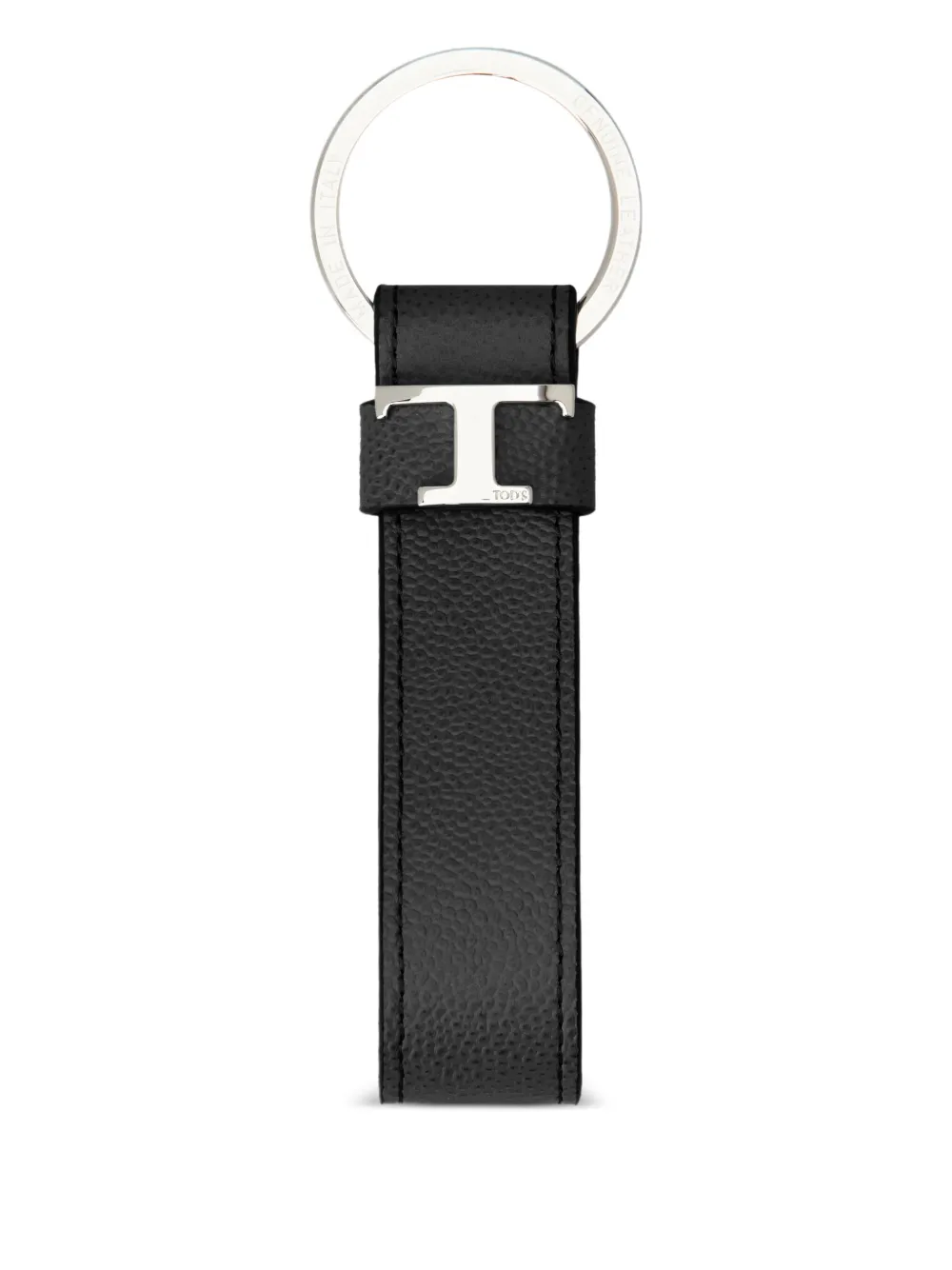 Tod's Leren sleutelhanger met T-logo Zwart