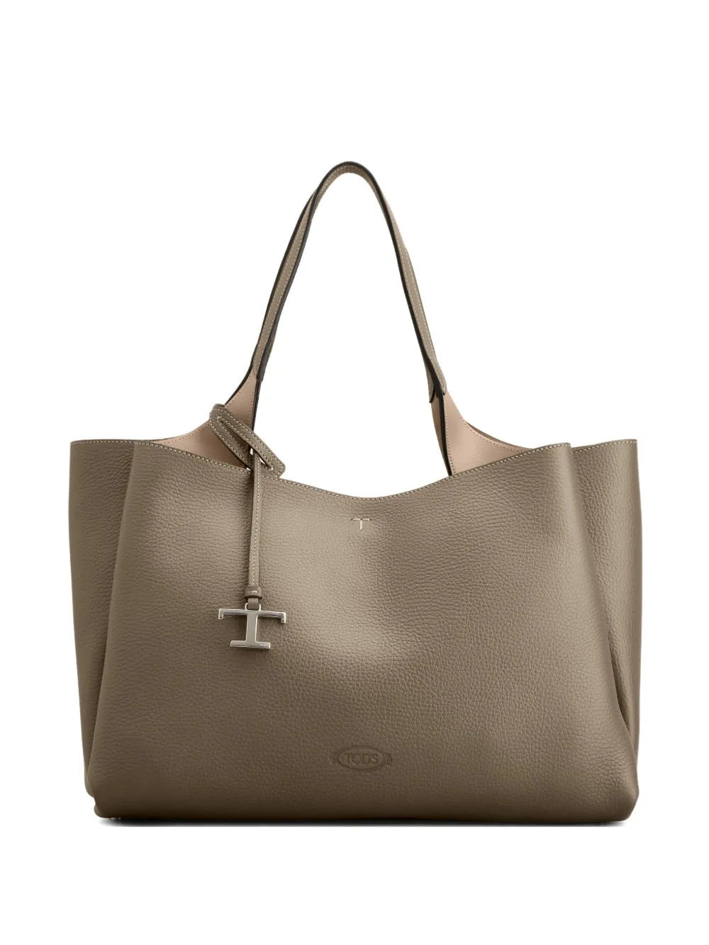 Tod's Two-handle T-plaque Shoulder Bag In Gray