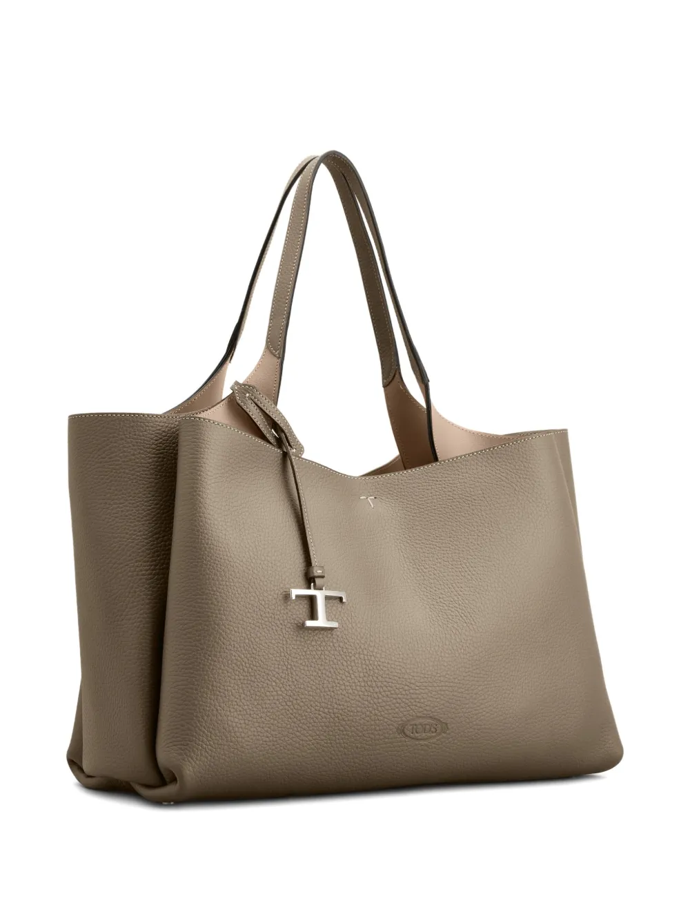 Tod's Two-handle T-plaque Shoulder Bag In Gray
