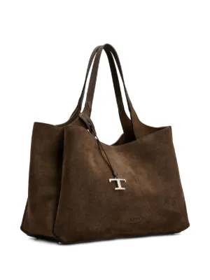 トートバッグ Tod's leather T-detail tote bag Woman BROWN Tod's Di Bag in Leather Large