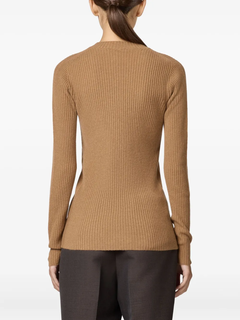 Tod's Ribbed Crew-neck Sweater In Brown