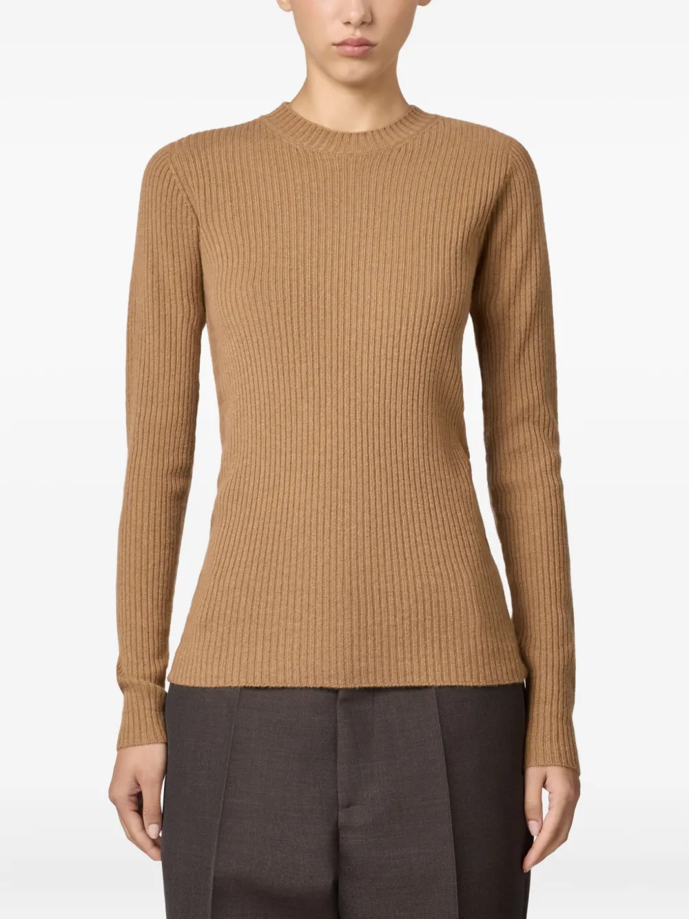 Tod's Ribbed Crew-neck Sweater In Brown