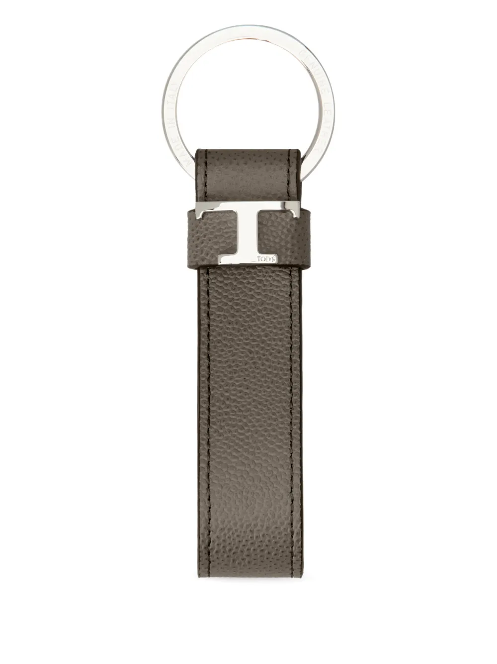 Tod's leather T-logo keyring - Grigio