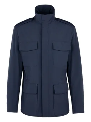 Prada logo-patch Cotton Jacket | Blue | FARFETCH