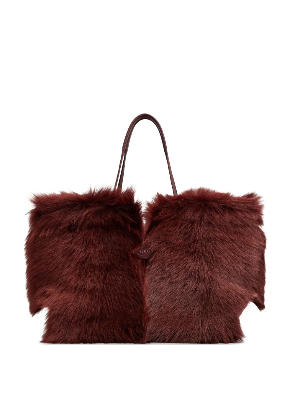 Tod's Logo-detail Fur Tote Bag In Red