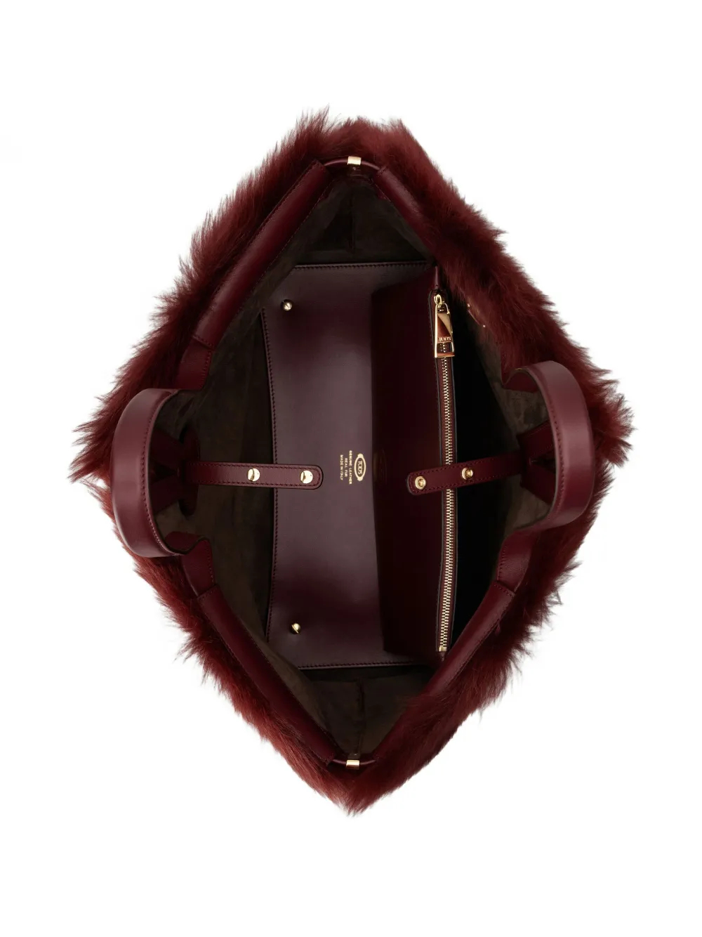 Tod's Logo-detail Fur Tote Bag In Red