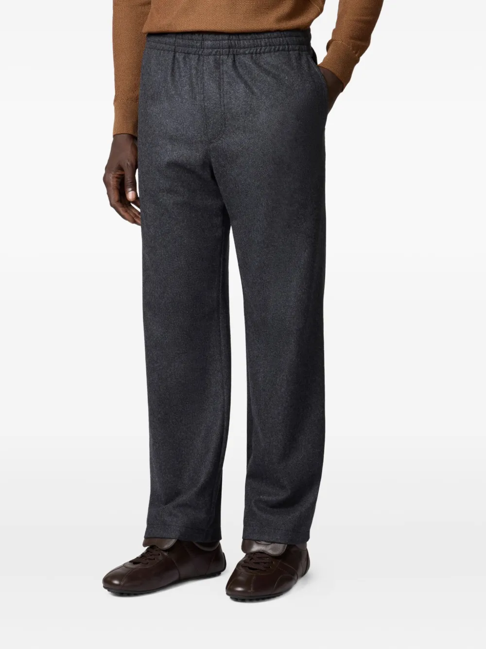 Tod's Trousers In Wool Denim With Drawstring In Black