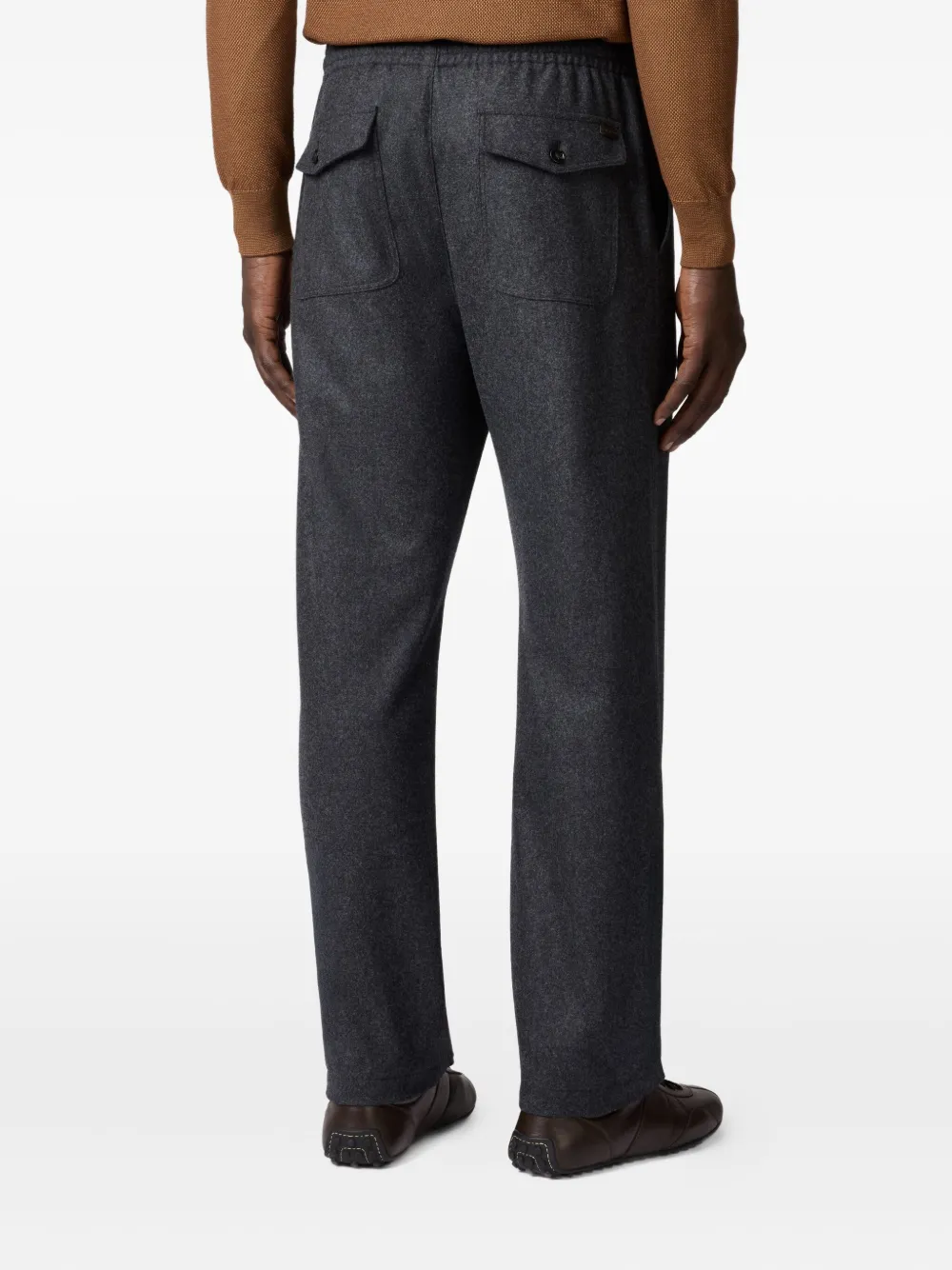 Tod's Trousers In Wool Denim With Drawstring In Black