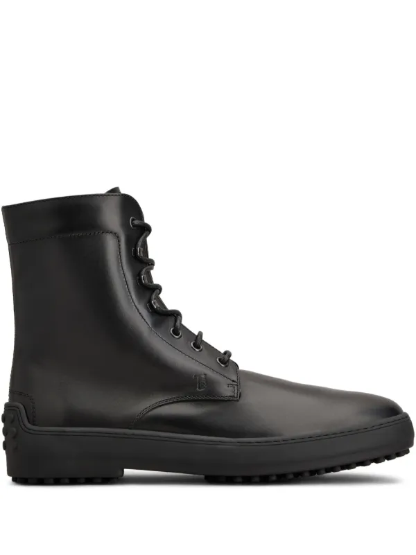 TOD'Sのブラックレザーブーツ Tod's レザー コンバットブーツ | ブラック | FARFETCH JP