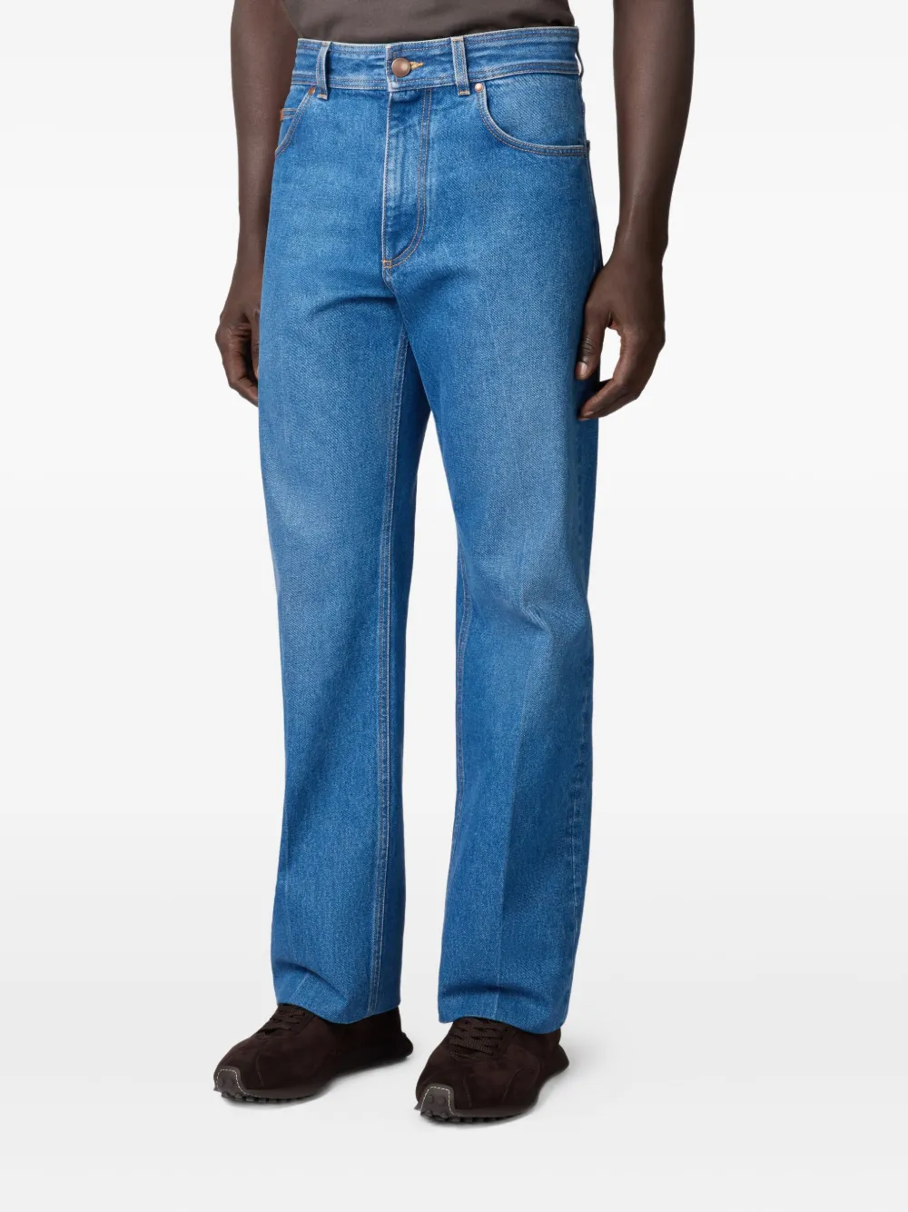 Tod's Leather-patch Five-pocket Jeans In Blue