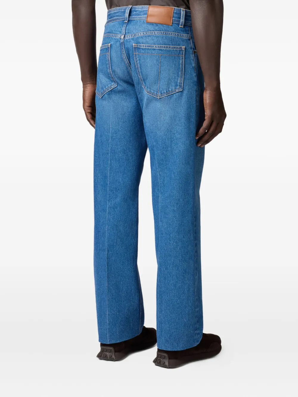 Tod's Leather-patch Five-pocket Jeans In Blue