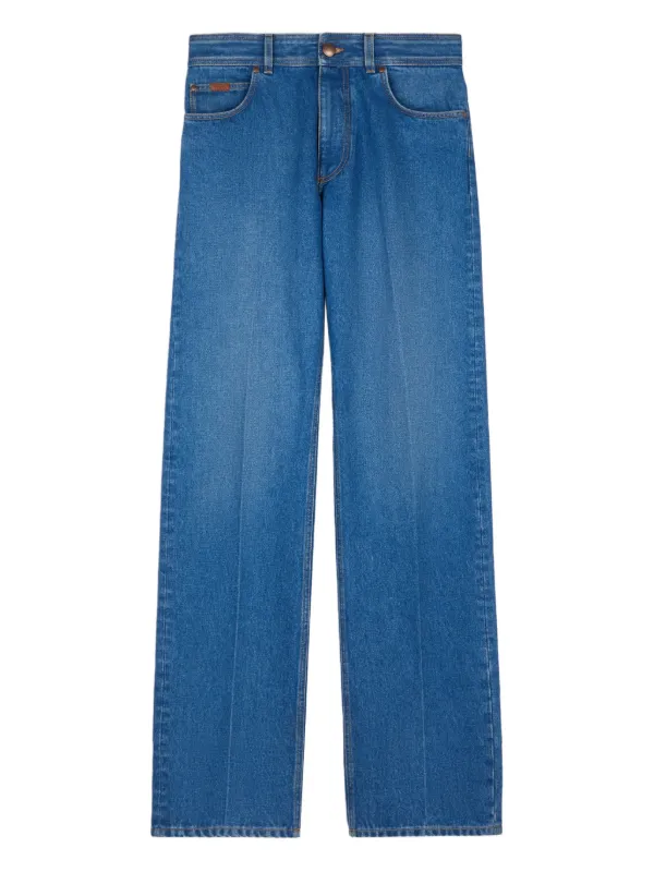 Tod's Leather-patch Five-pocket Jeans in Blue