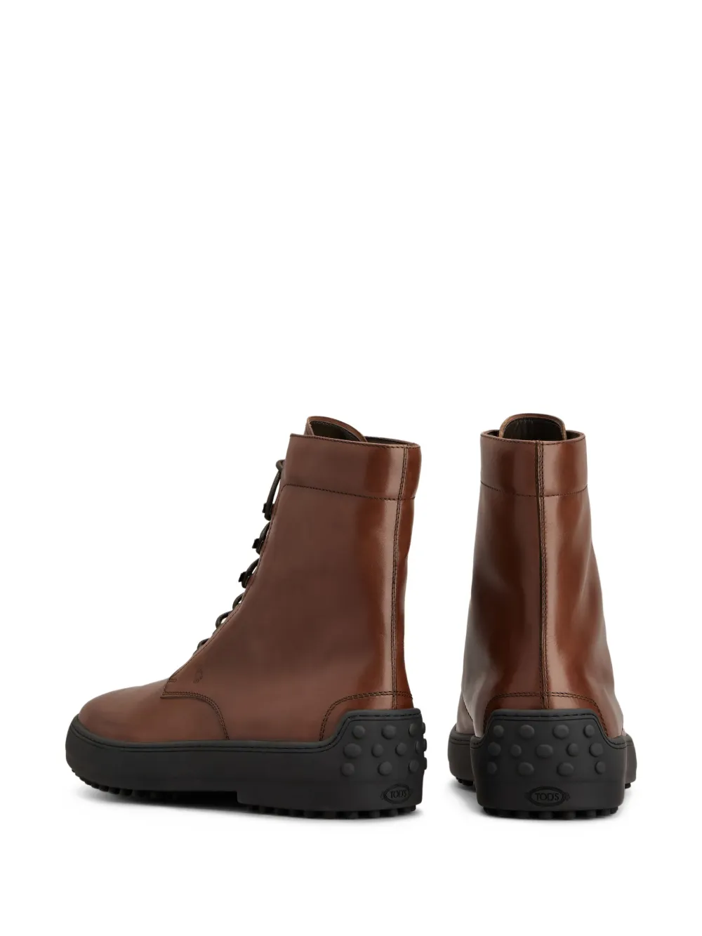 Tod's leather combat boots Brown