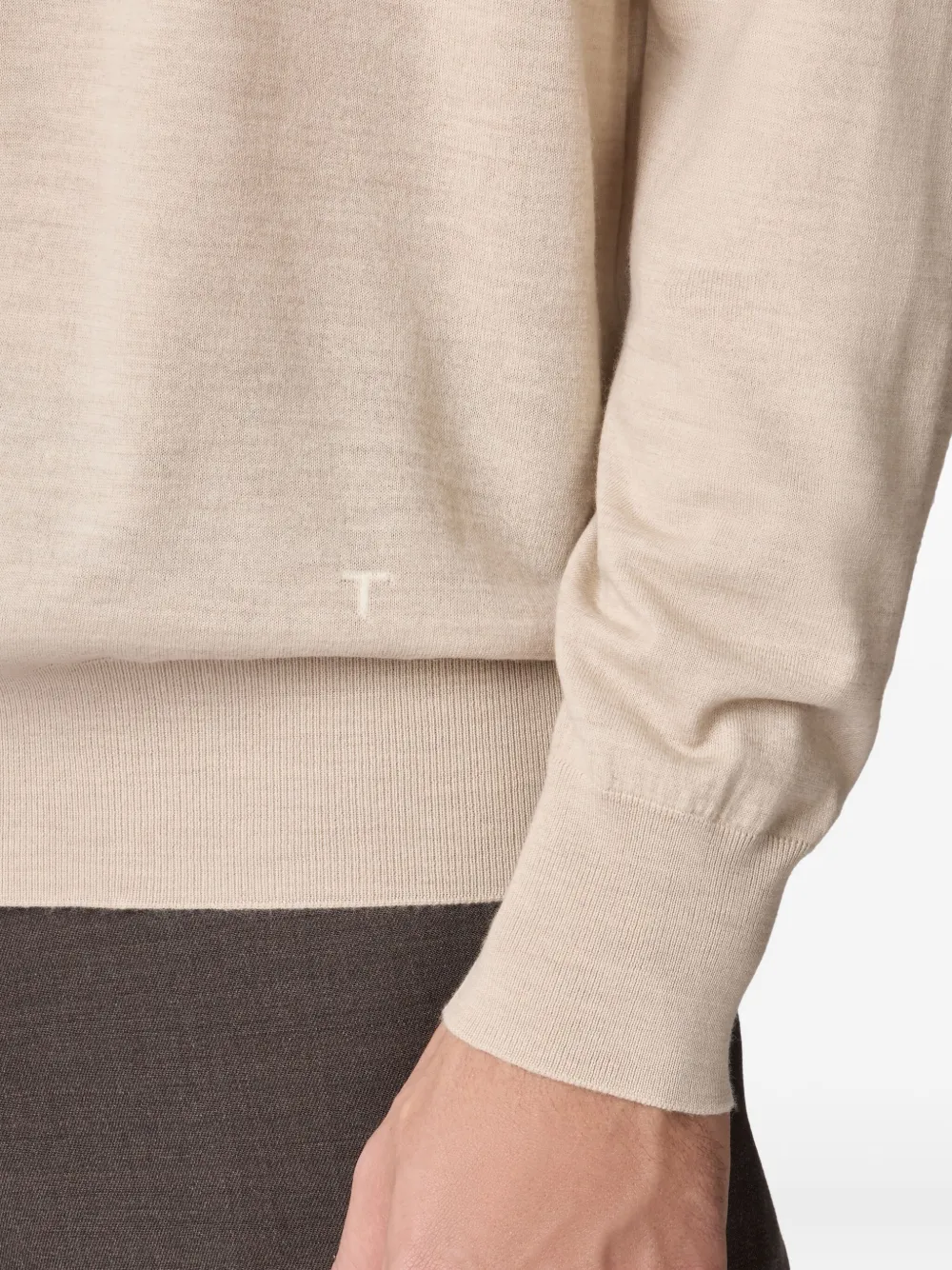 Tod's Crew-neck Long-sleeved Sweater In Neutral