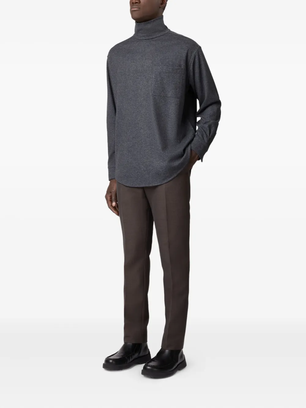 Tod's Turtleneck Pocket Shirt In Gray