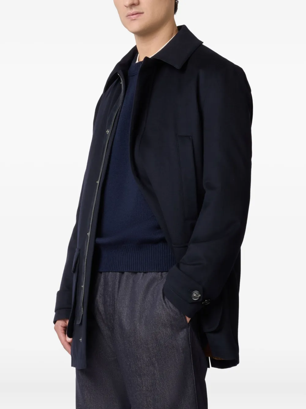 Tod's Technical Virgin Wool Coat In Black