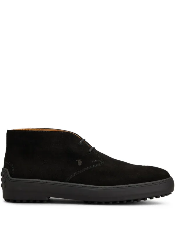 Tod's - Winter Gommino Desert Boots in Suede, BLACK, 8 - Shoes Tod's - Winter Gommino Desert Boots in Suede, BLACK, 8 - Shoes