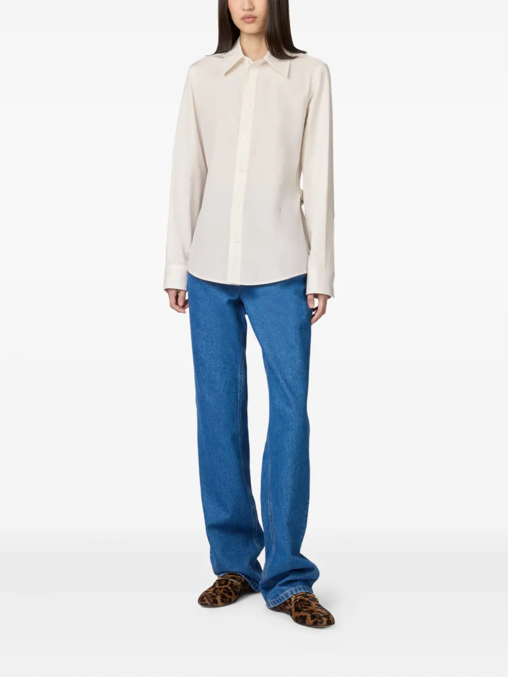 Tod's Belted Point-collar Shirt In White