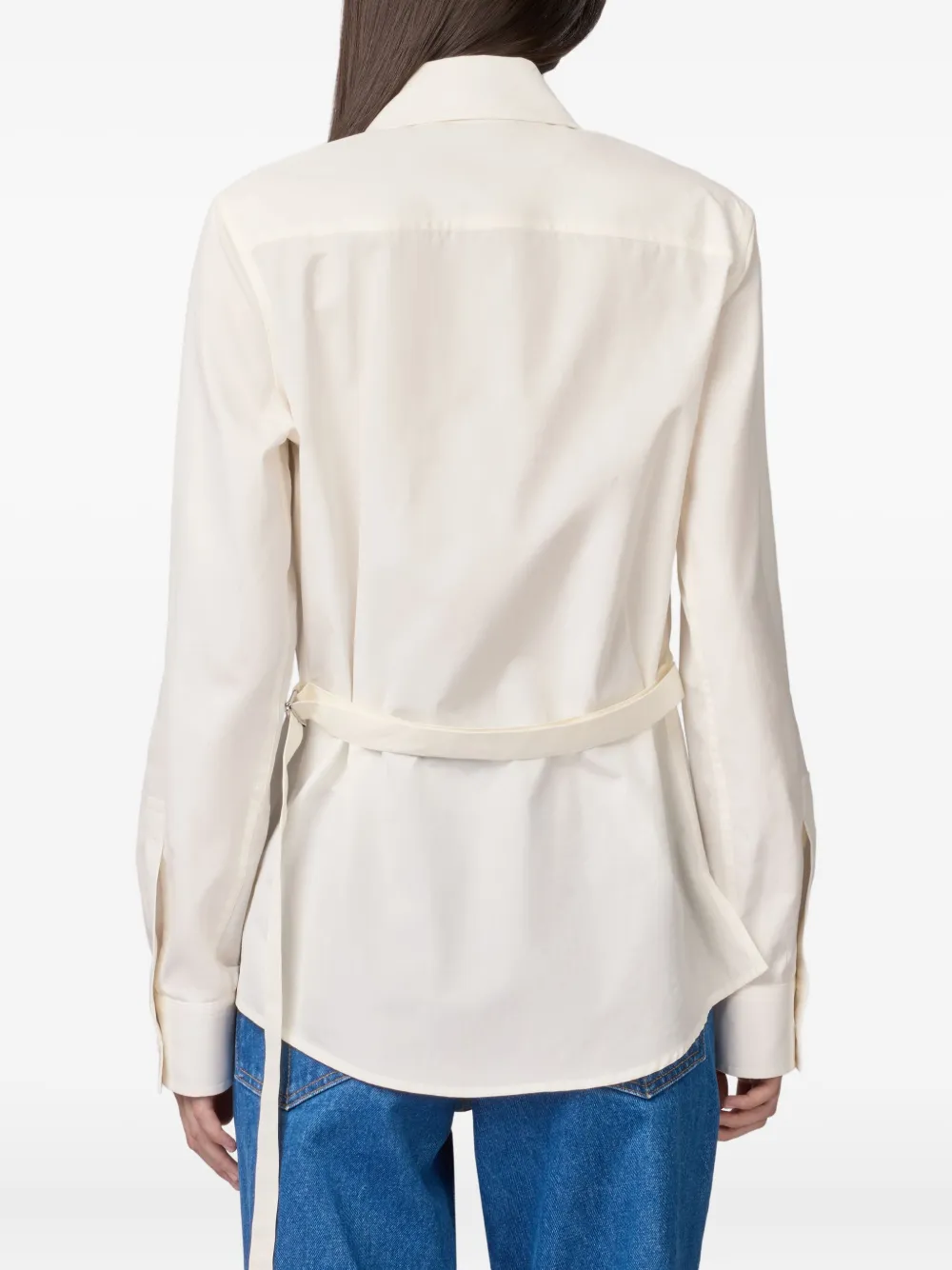 Tod's Belted Point-collar Shirt In White