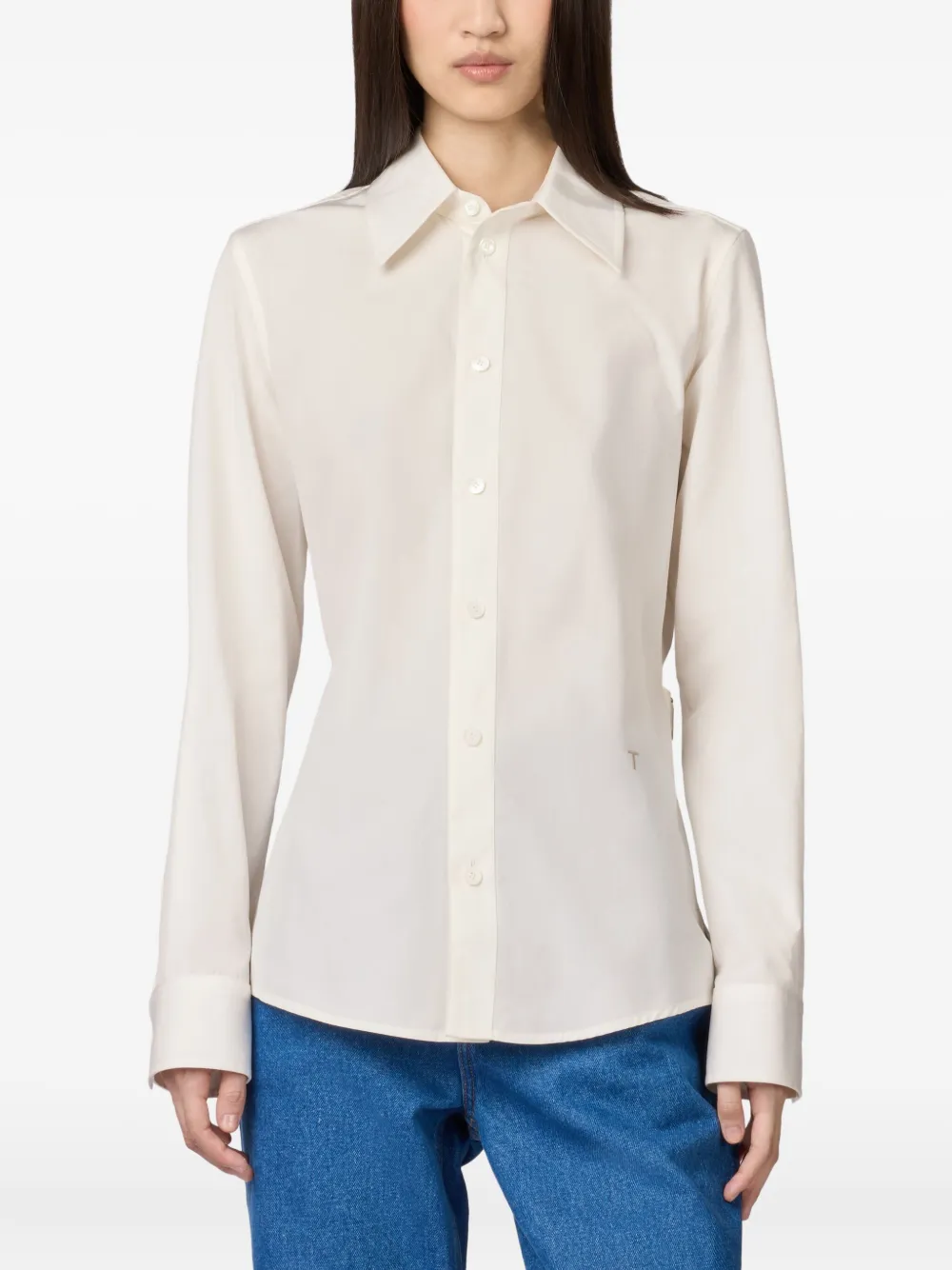 Tod's Belted Point-collar Shirt In White