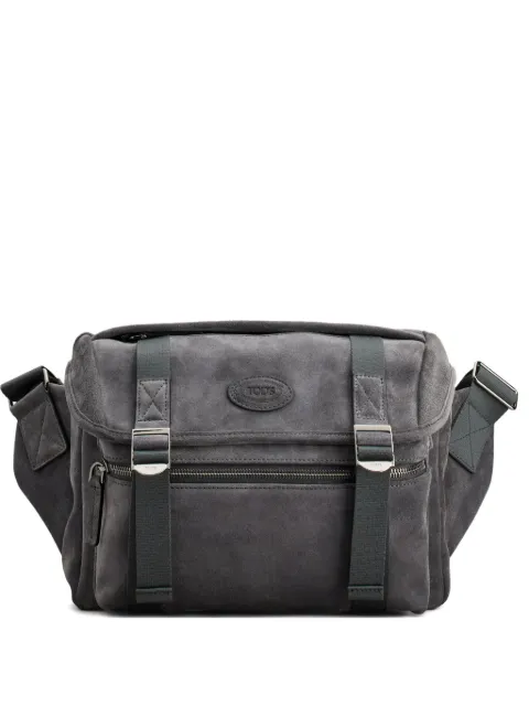 Tod's buckle-strap suede bag