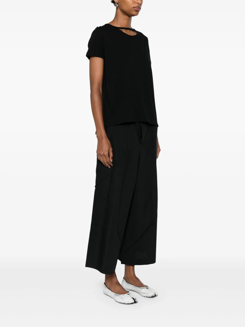 Yohji Yamamoto T-shirt met uitgesneden details Zwart