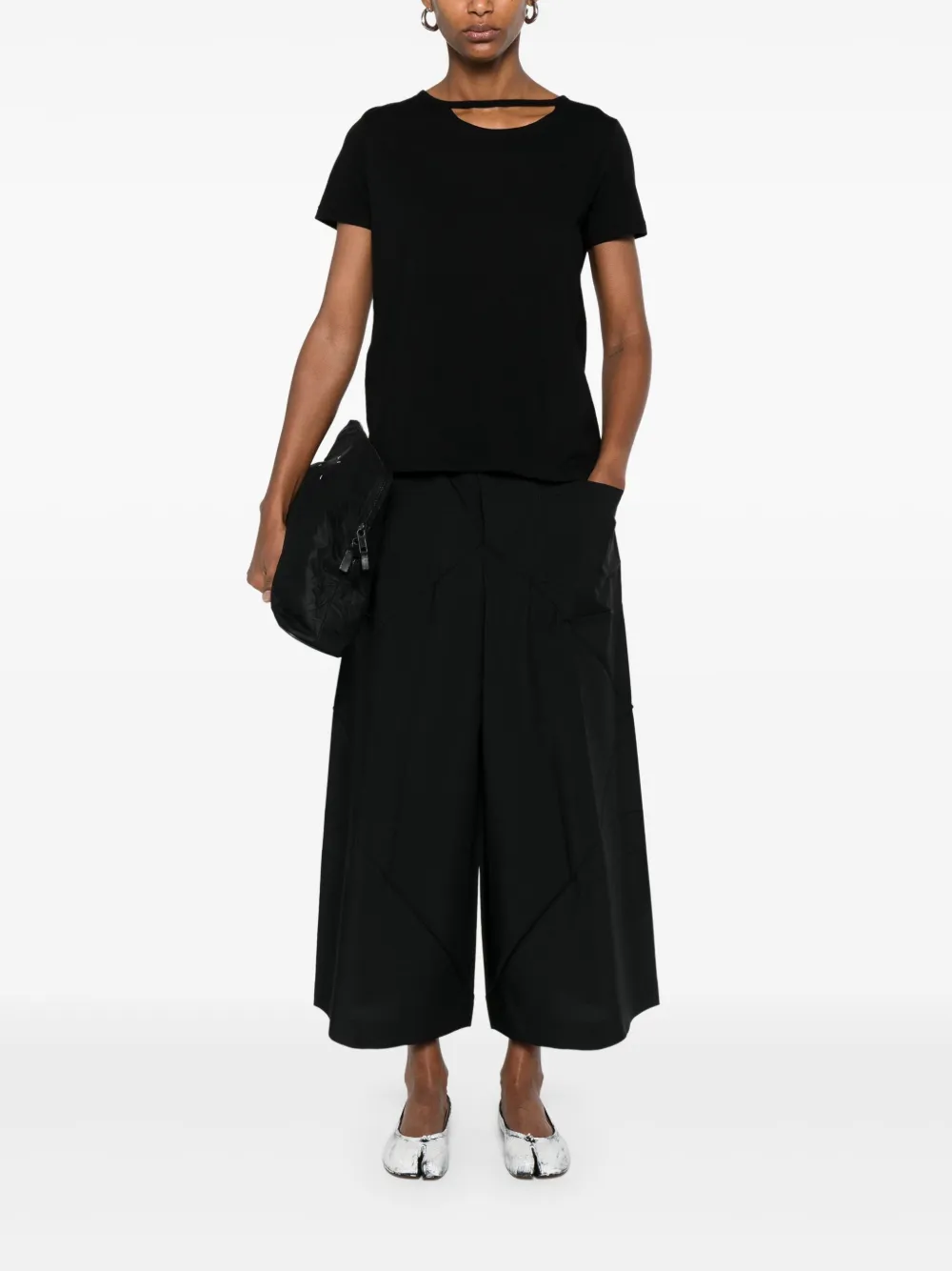 Yohji Yamamoto T-shirt met uitgesneden details Zwart