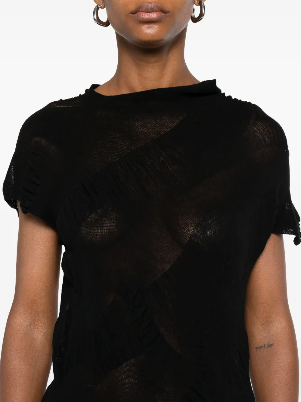 Yohji Yamamoto Fijngebreid T-shirt Zwart