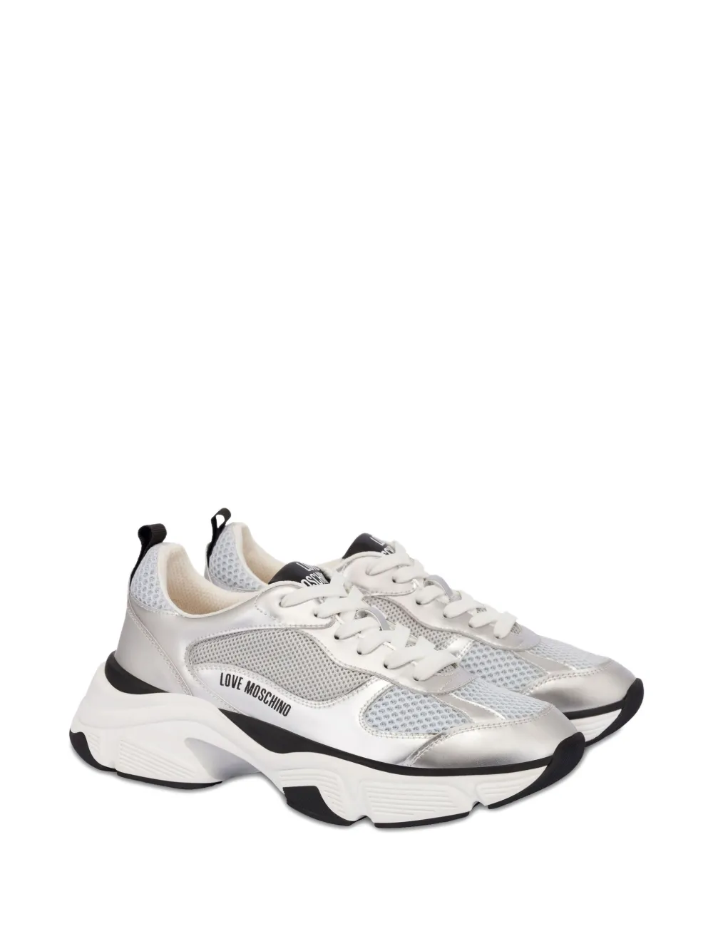 Love Moschino lace-up sneakers Silver