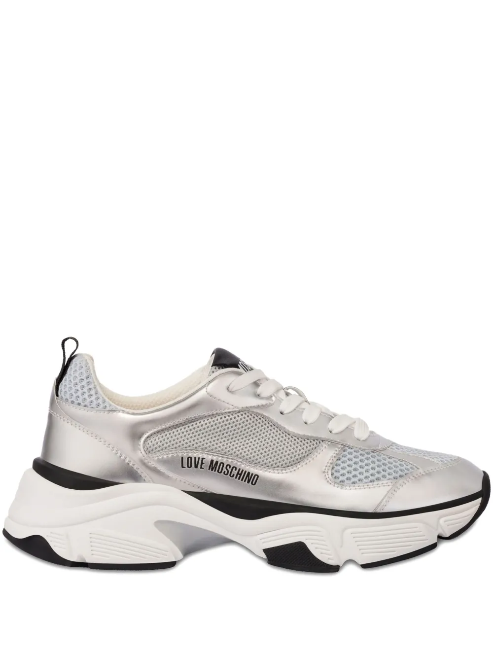 Love Moschino lace-up sneakers Silver