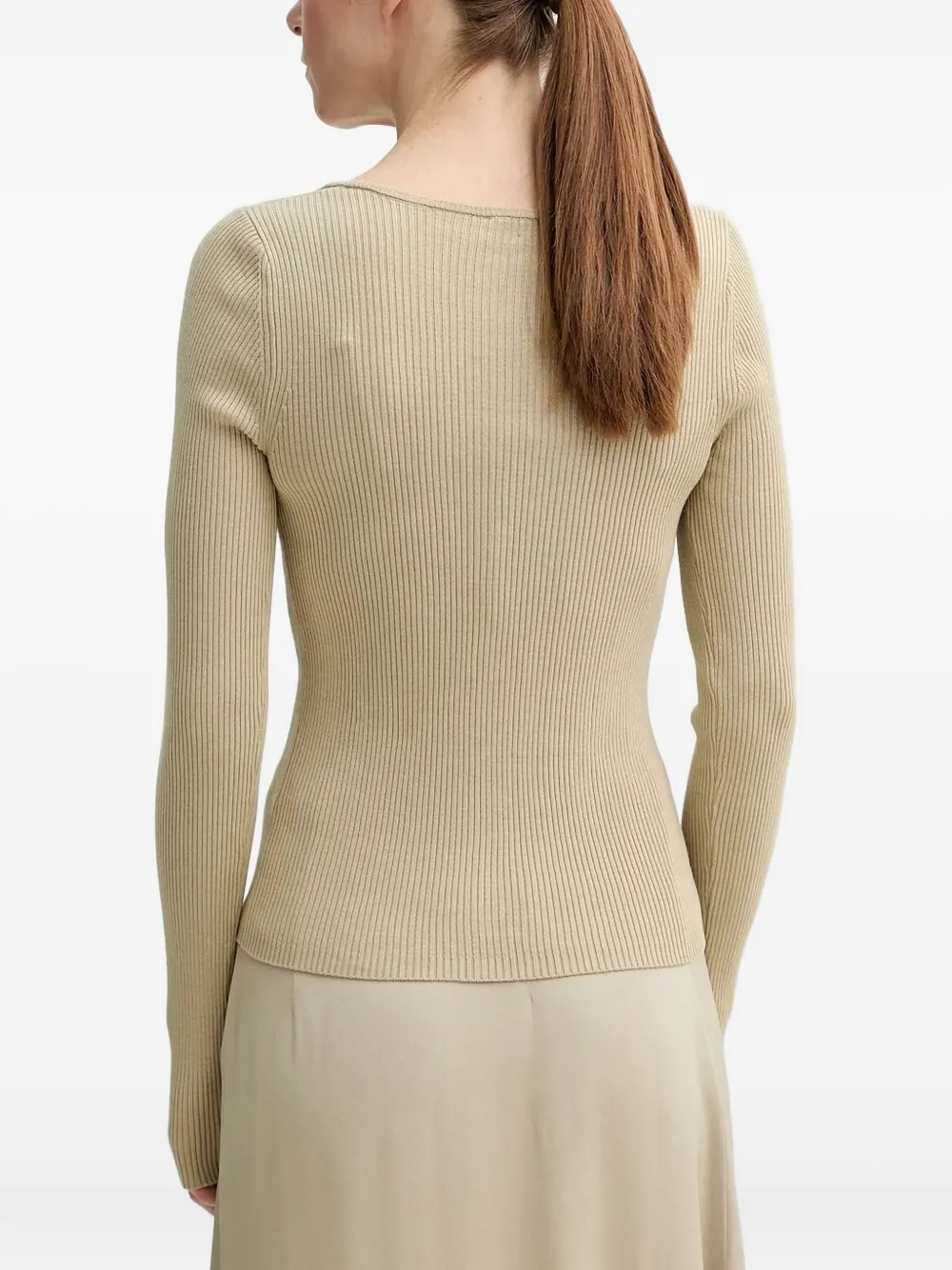 Herskind Ribbed-knit Button Cardigan In Neutral