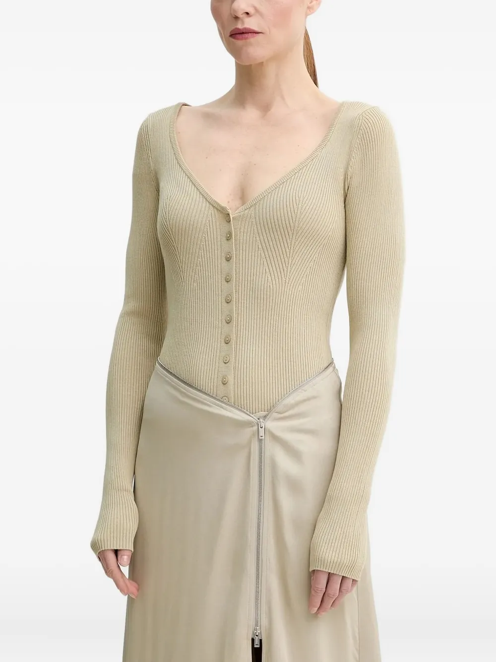 HERSKIND ribbed-knit button cardigan | Neutrals | Image 1