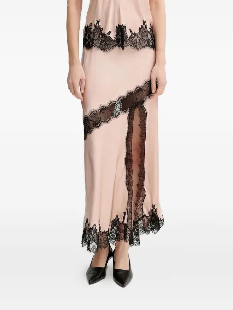HERSKIND lace-inserts satin asymmetric skirt