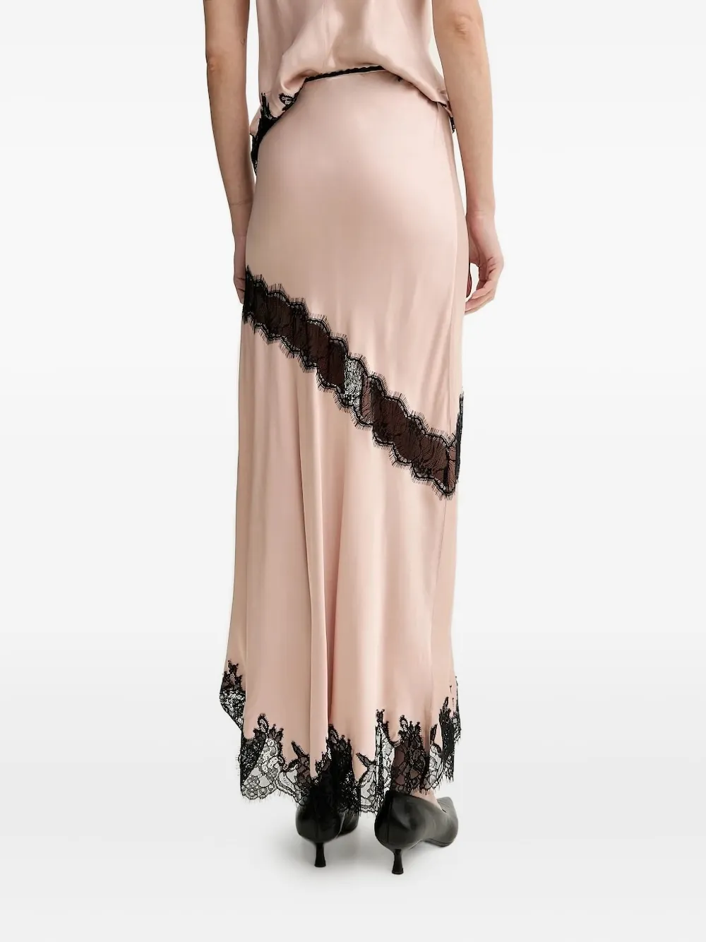 Herskind Lace-inserts Satin Asymmetric Skirt In Neutral