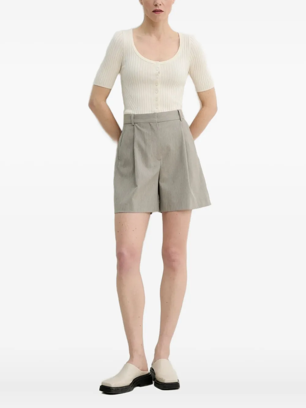 HERSKIND ribbed buttoned top | White | Image 1