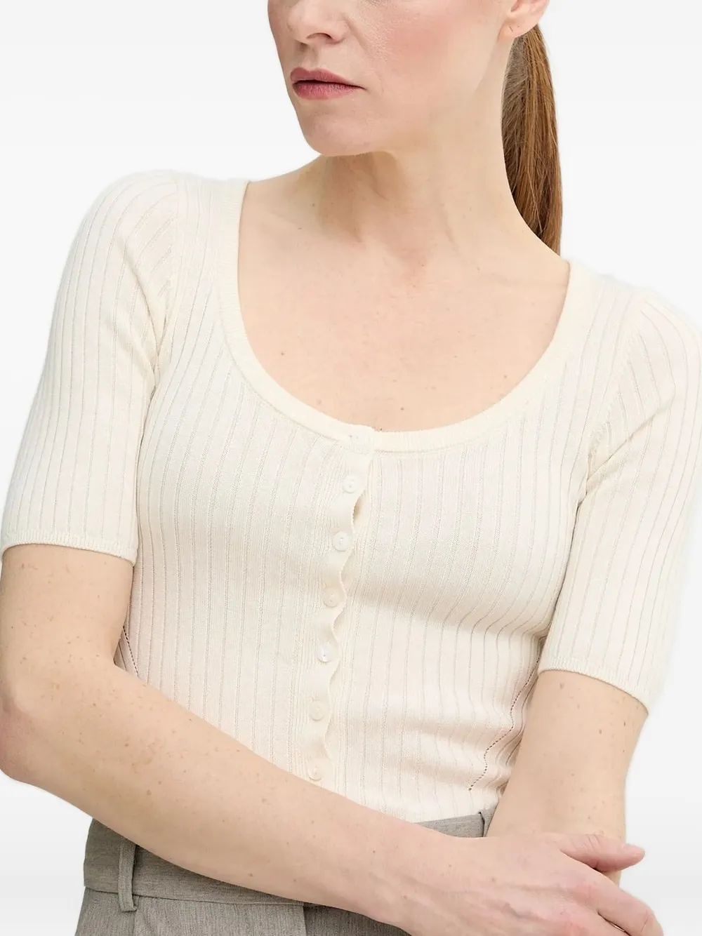 Herskind Ribbed Buttoned Top In White