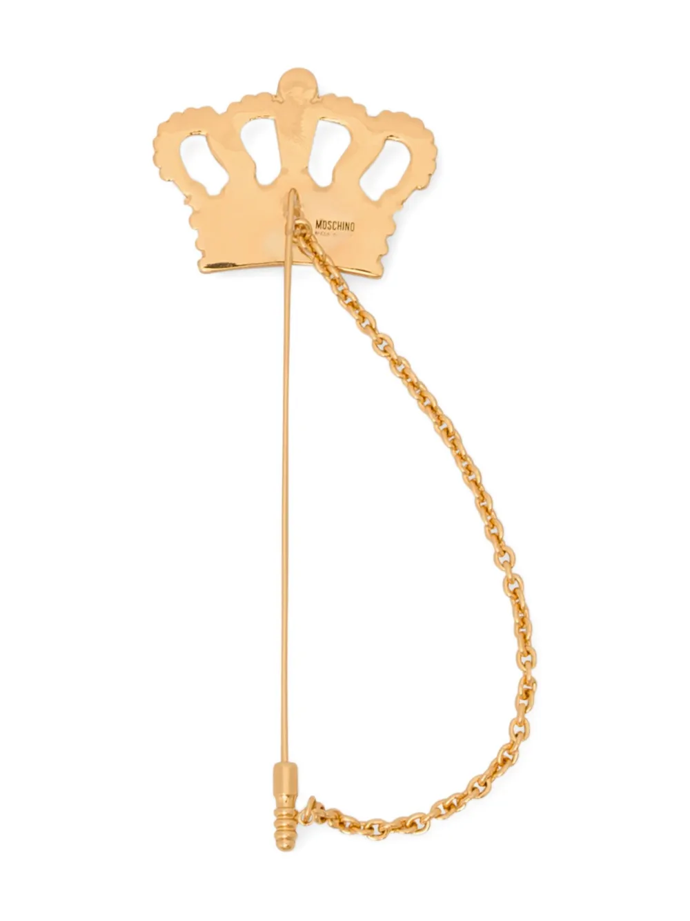 Moschino Broche met kroonplakkaat - Goud