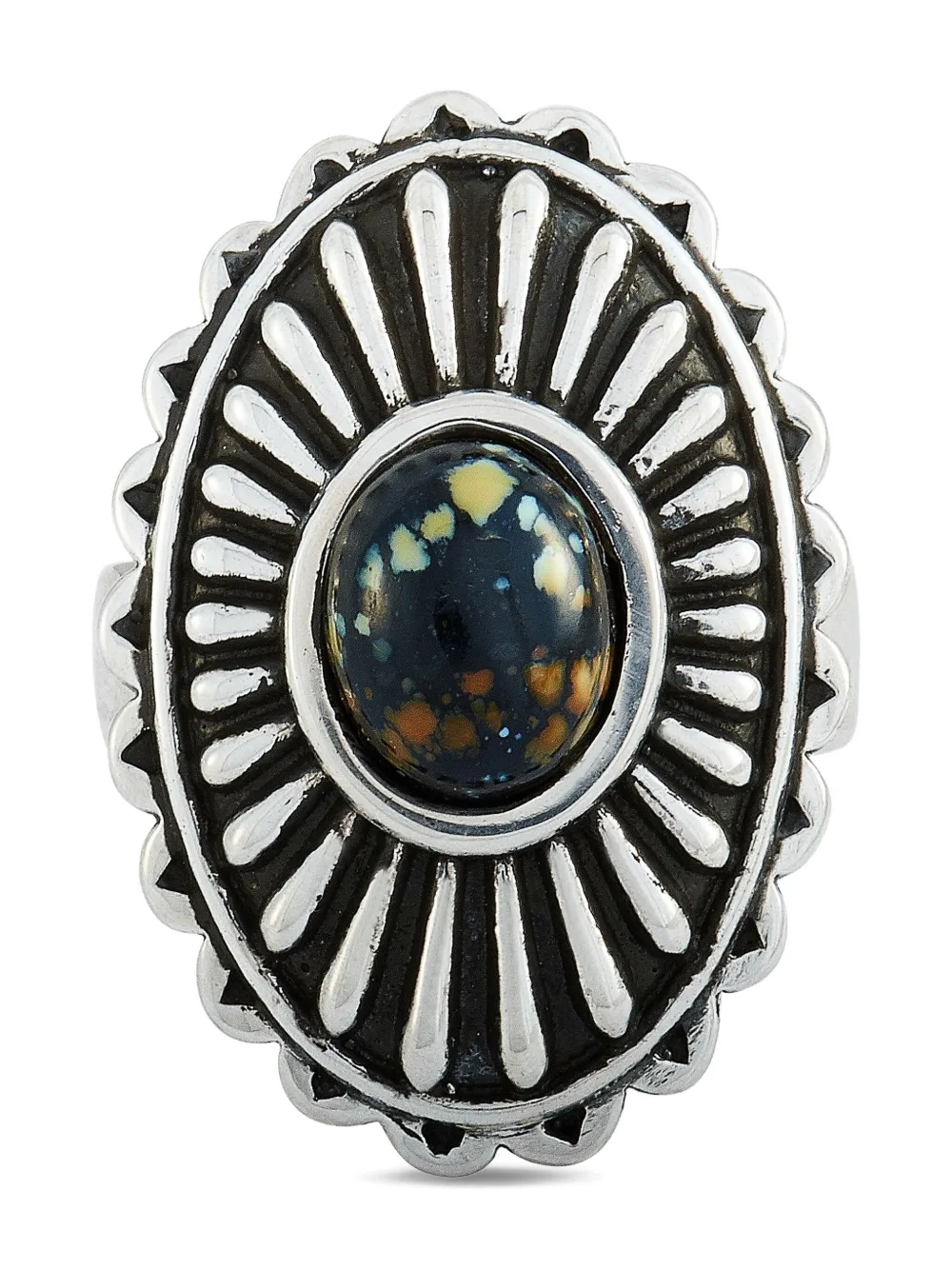 King Baby Anello Starburst Concho in argento sterling con turchese Pre-owned