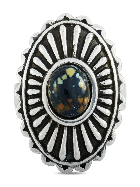 King Baby pre-owned silver Large Starburst Concho turquoise ring