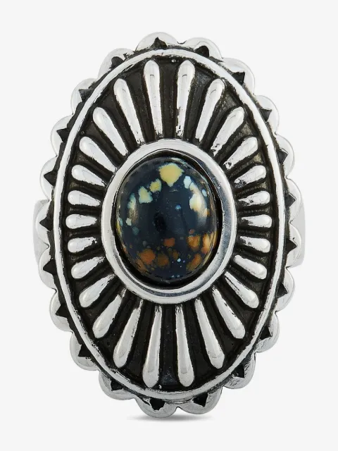 King Baby pre-owned silver Large Starburst Concho turquoise ring
