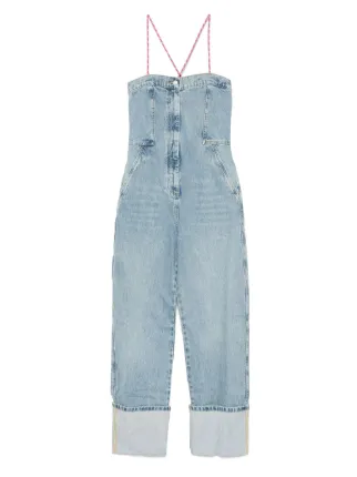 Moschino ハイウエストテニムシンス J03263238 1555 MOSCHINO JEANS crystal-embellished Denim Biker Jacket | Blue