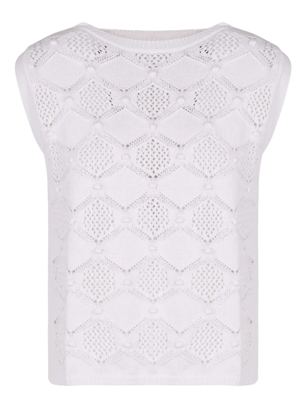 Max Mara Oberteil mit Lochstrickmuster - Weiß