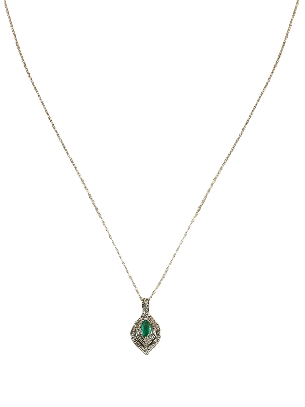 LB Exclusive Collana in oro bianco 14 carati con diamanti e smeraldi - Argento